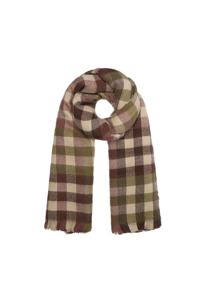 Checkered scarf winter colors Brown Acrylic 